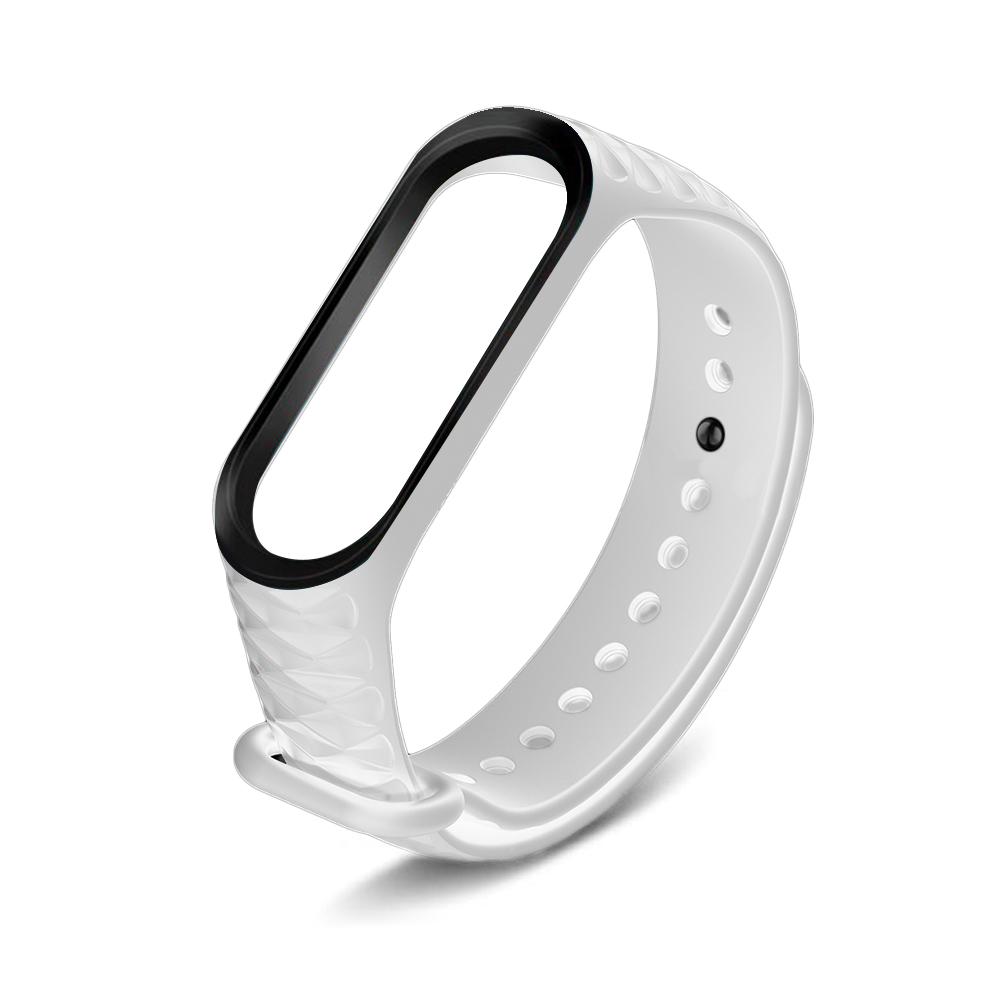 Suitable for Millet Bracelet 3 Silicone Solid Color Monochrome Texture Diamond Replacement Wristband for Xiaomi Mi 3 Wrist Strap: White