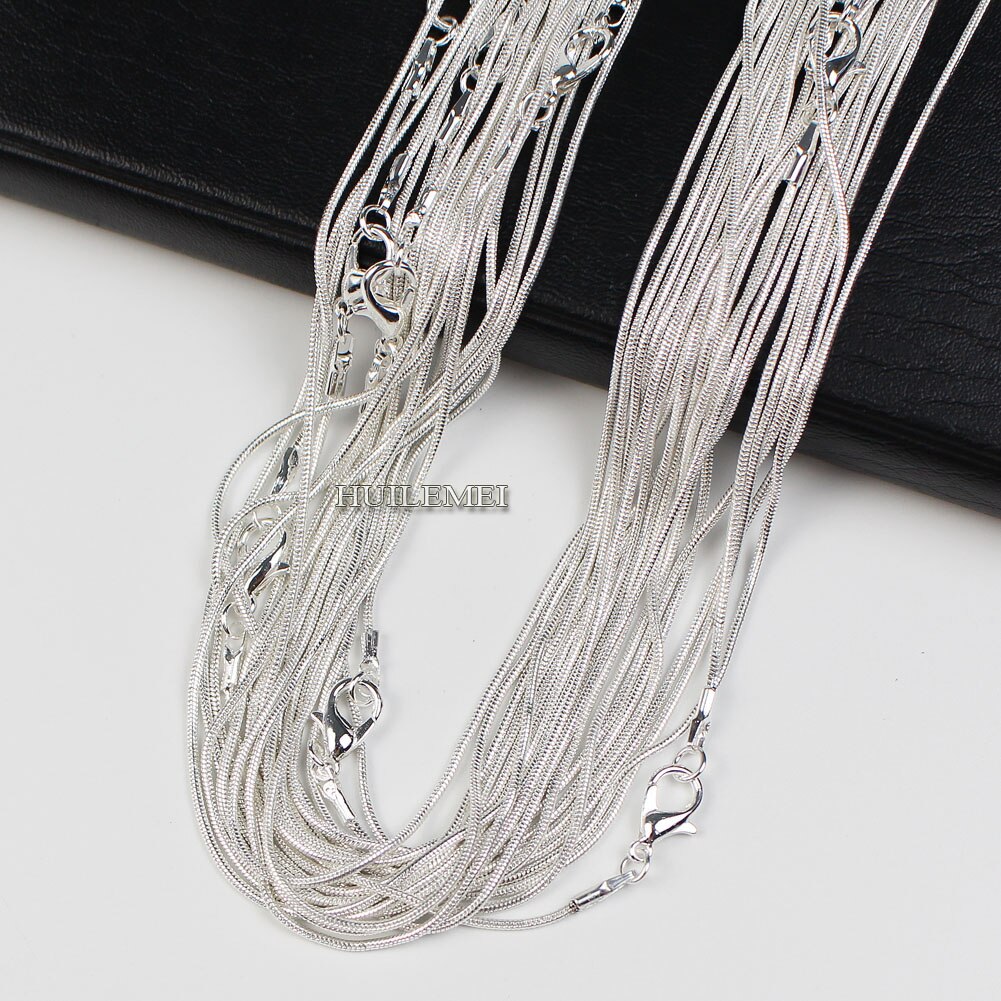 10 unids/lote Chapado en plata 1,2mm cadena víbora Collar para las mujeres 16 "18" 20 "24" joyería de collar cadenas
