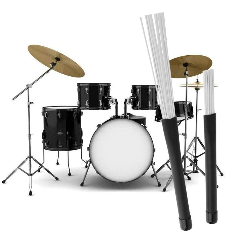 2 Stks/set Nylon Jazz Drum Borstels 23Cm Drum Sticks Percussie Drumsticks Met Rubberen Handgrepen Muzikale Accessoires