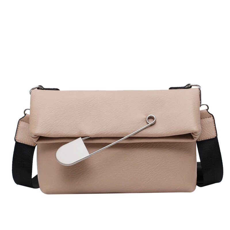 Jaarotyx kvinders crossbody taske kvinde taske forår firkantet taske kvindelig kæmpe clip læder skulder messenger taske: Khaki