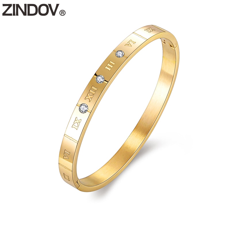 ZINDOV Mode Goedkope Sieraden Gouden Armbanden Armbanden Voor Vrouwen Rvs Romeinse Cijfers Rose Gold Armbanden