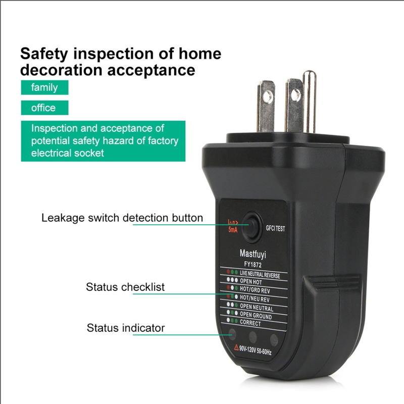 Socket Tester Outlet Receptacle Tester Open Ground Open Open Neutral &amp; Ground Reverse &amp; Neutral Rever