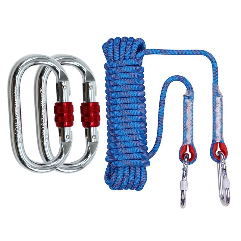 1x Climbing Rope Home Fire Emergency Escape Rope Multifunctional & 1 Pair Climbing Carabiner
