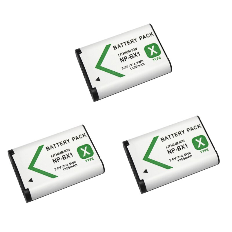 5Pcs 3.6V NP-BX1 Np Bx1 Batterij + 3 Slots Lader Voor Sony DSC-RX100 DSC-WX500 Iv HX300 WX300 HDR-AS15 x3000R MV1 AS30V HDR-A300: 3pcs