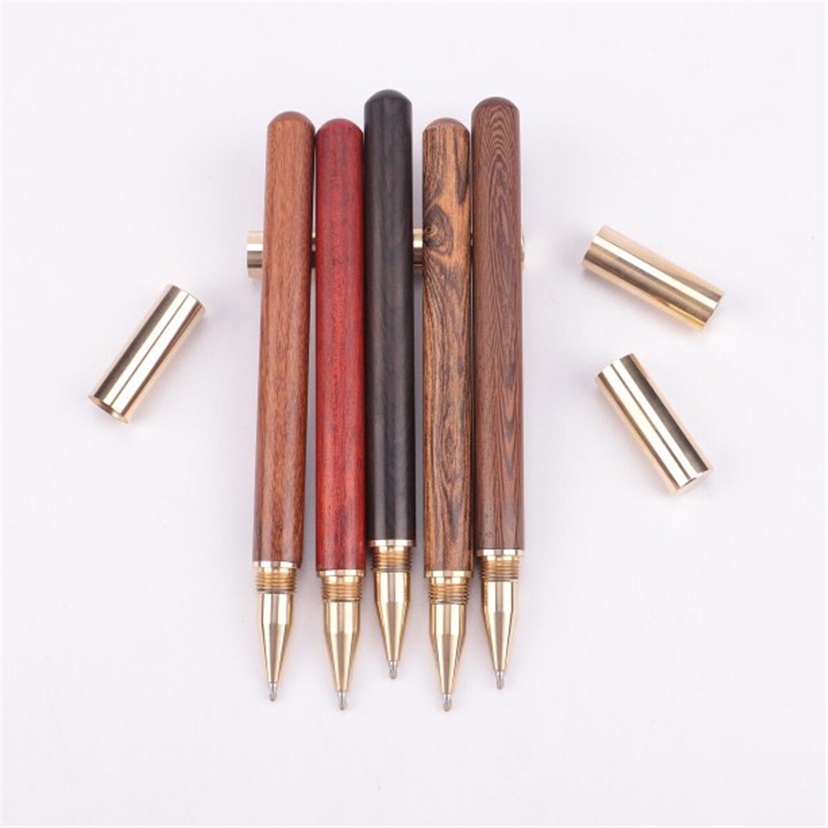 Vintage Wood Body Ballpoint Pen Ball Pens Brass Ball Roller Pen Metal Stationery School Supplies