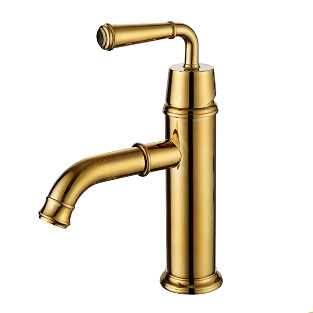 Håndvaskarmaturer moderne badeværelse blandebatteri rose guld sort håndvask vandhane enkelt håndtag enkelt hul vandfald vandhane 2435m: Guld