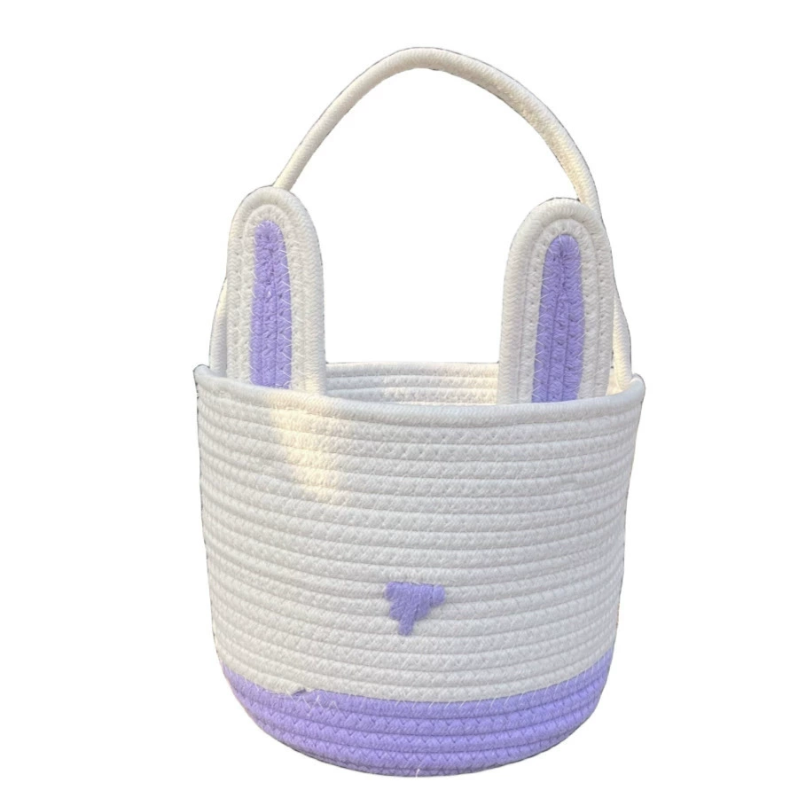 Påskeharekurv for barn, gutter og jenter, påskeegg-jaktkurv, gjenbrukbar bomullssnorkurv med kaninører, babyshower: Multi