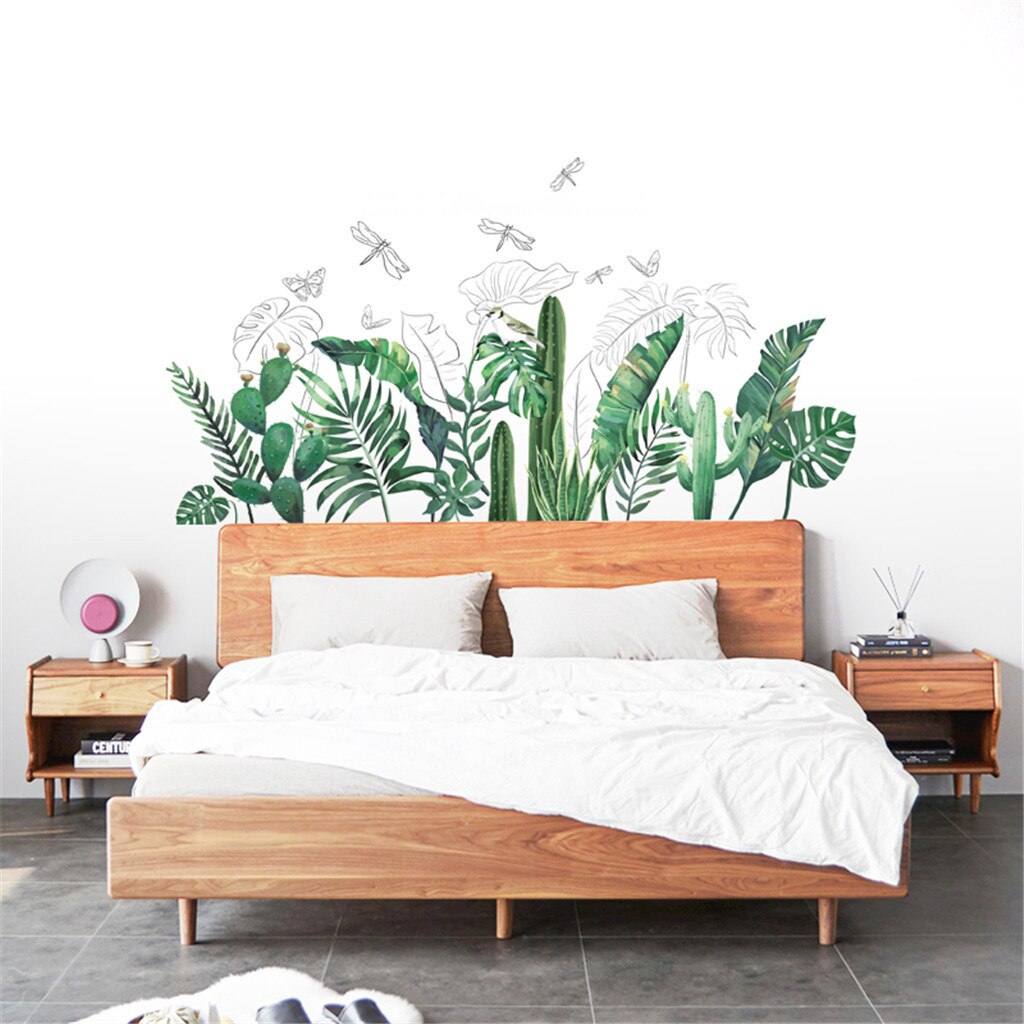 Hojas de plantas tropicales, pegatinas de pared, decoración del hogar, habitación de los niños, pegatinas de plantas verdes: B