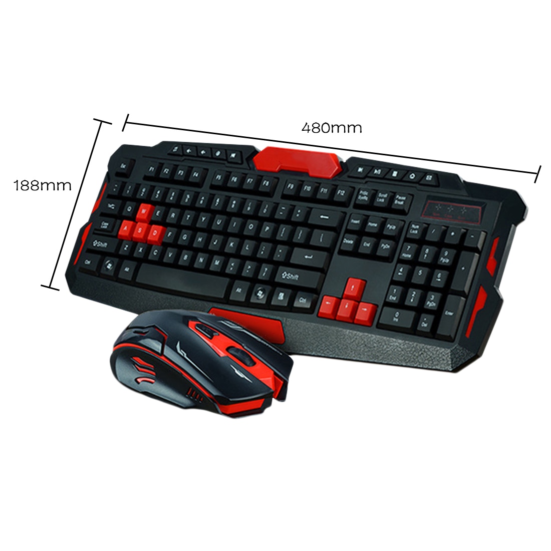 2.4 ghz trådlöst tangentbord gaming tangentbord mus combo 19 tangenter anti-ghosting justerbar 1600 dpi mus usb-mottagare adapter