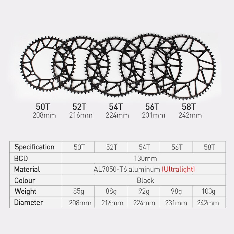 Litepro Lp 130BCD Fiets Kettingblad 50 52 54 56 58T Aluminium Enkele Disc Ketting Wiel Vouwfiets Vierkante gat Crankstel
