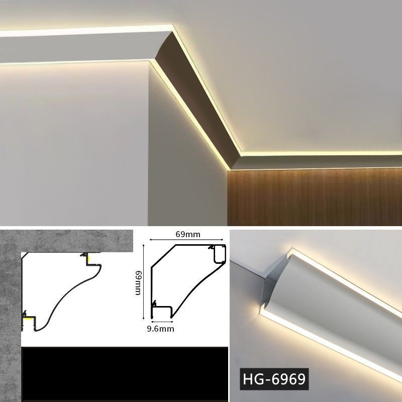 Ceiling Led Aluminum Profile Surface Mounted Wall Top Corner Decoration Indoor Atmosphere Lighting Linear Hard Bar Light Lamps