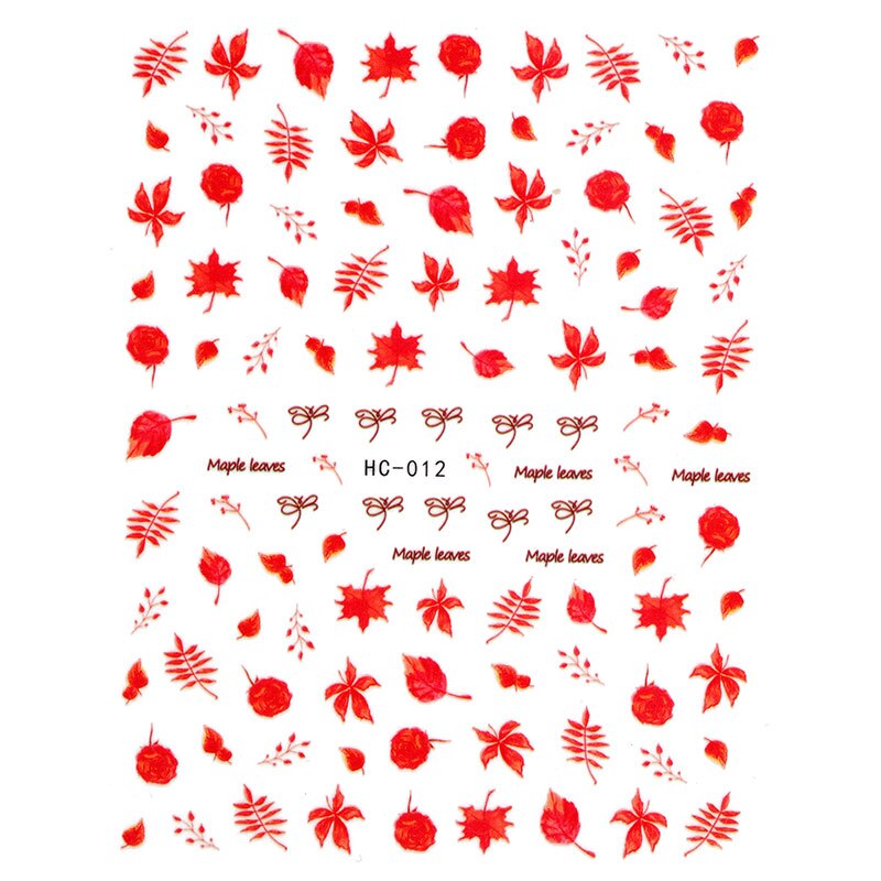HNUIX 1 leaf Nail Art 3D decal fall theme nails sliders decor boards maple leaf pattern sticker for nail art filigree decals