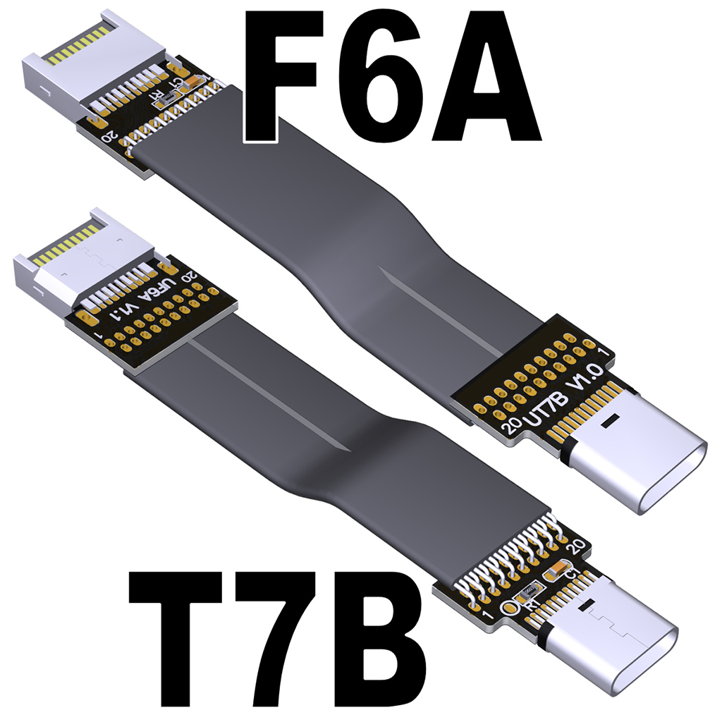 ADT-Cable adaptador de extensión USB 3,2 tipo C hembra a tipo E macho, Cable plano interno USB 3,2, convertidor de USB-C a 19P/20 pines: Naranja / 0,2 m