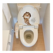 Katte sticker til væg tegneserie sød 3d kitty dyr levende badeværelse skræl og stok toilet mærkat jan 88: Sk2001