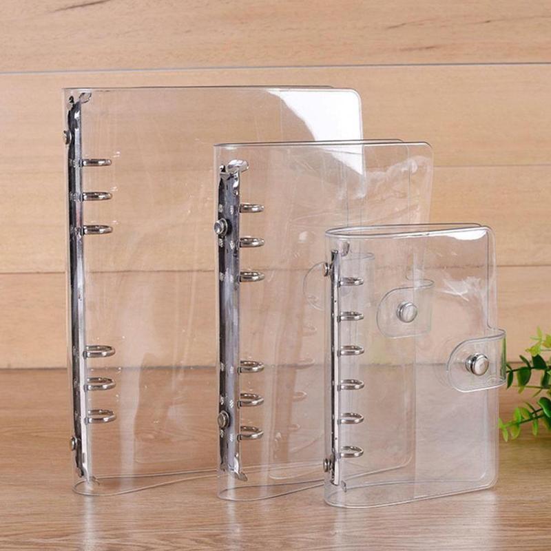1Pcs Transparent Plastic Clip File Folder A4/A5/A6/A7 Notebook Loose Leaf Ring Binder Planner Agenda School Office Supplies