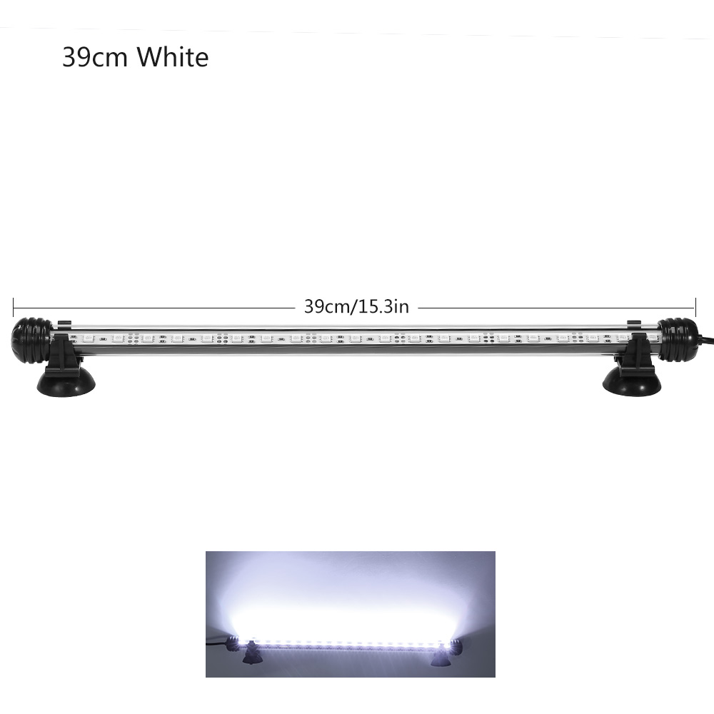 LED Aquarium Fish Tank Light Waterproof Bubble Pump Bar Light 19/29/39/49CM Underwater Aquarium Lamp Aquariums Decor Lighting EU: White 39cm