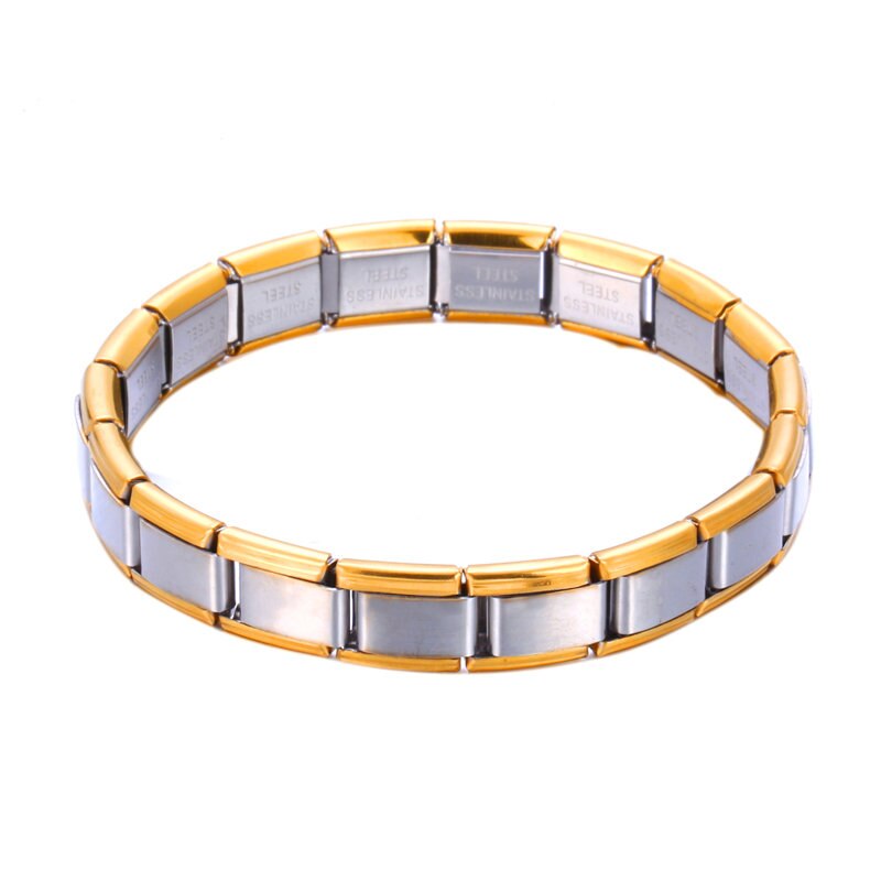 Pulsera de acero inoxidable con cadena de eslabones, colgante de pulsera, estilo minimalista, informal, Unisex: Gold Silver