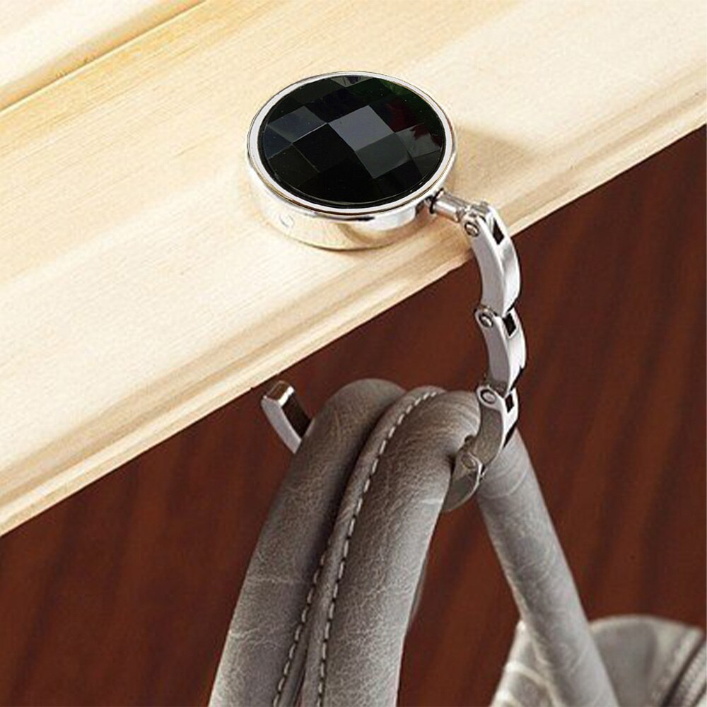 practical Portable Folding Table Desk Hanging Clip Crystal Alloy Purse Handbag Bag Hanger Hook Holder Desk Hanging Hook