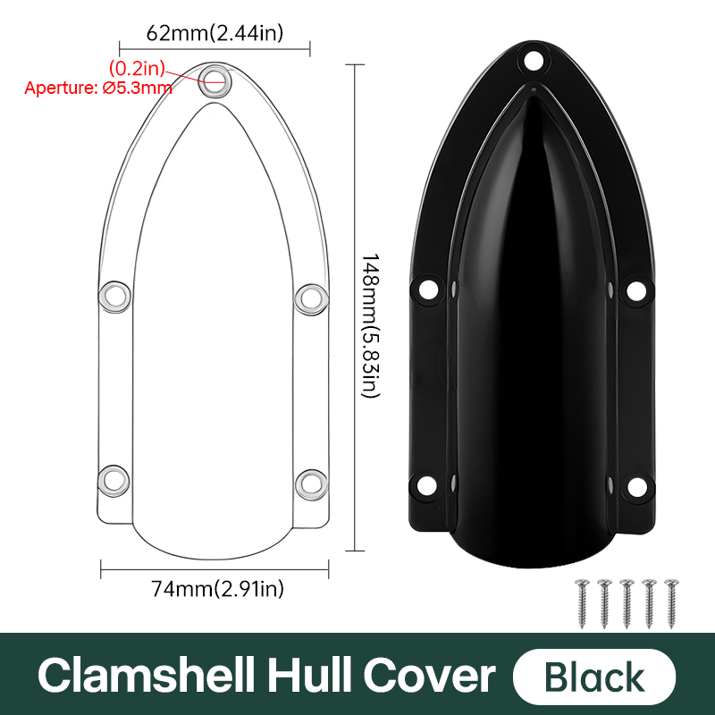 Marine Clamshell Drain Cover – Anti-Backflow Boat Drain Deflector, Waterproof Splash Guard, Reduces Water Resistance, ABS,: black