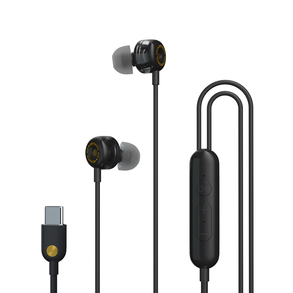 HiBy Digital XOE USB Type C 8mm DLC Diaphragm Dynamic Driver DSD Decoder In-Ear IEM Earphones Earbuds DAC ES9270C With HD MIC: black
