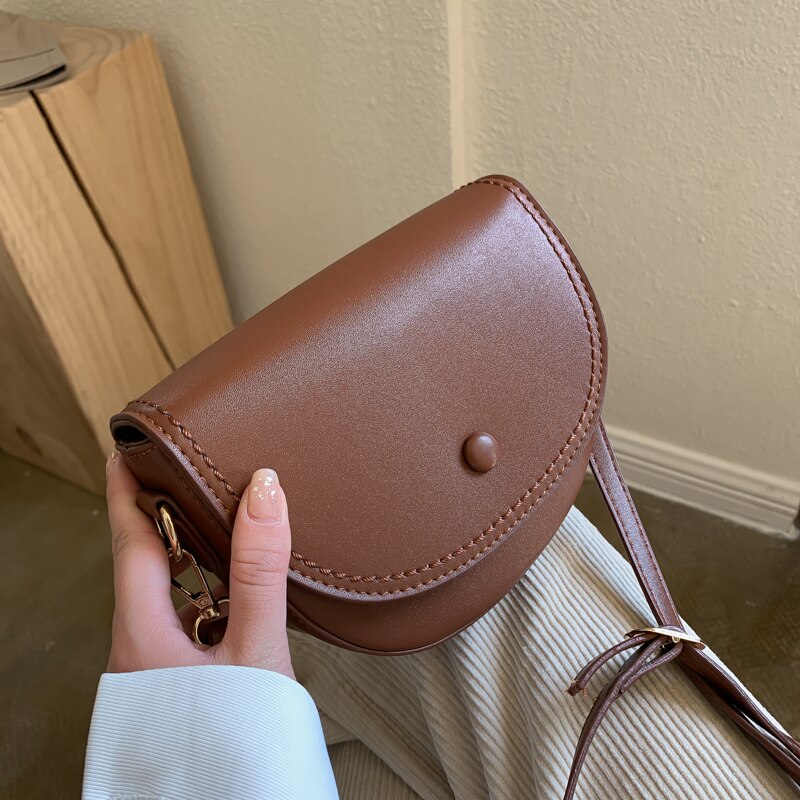 Solid Colors PU Leather Crossbody Bags For Women Small Shoulder Bag Female Handbags And Purses Sac A Main Femme: brown