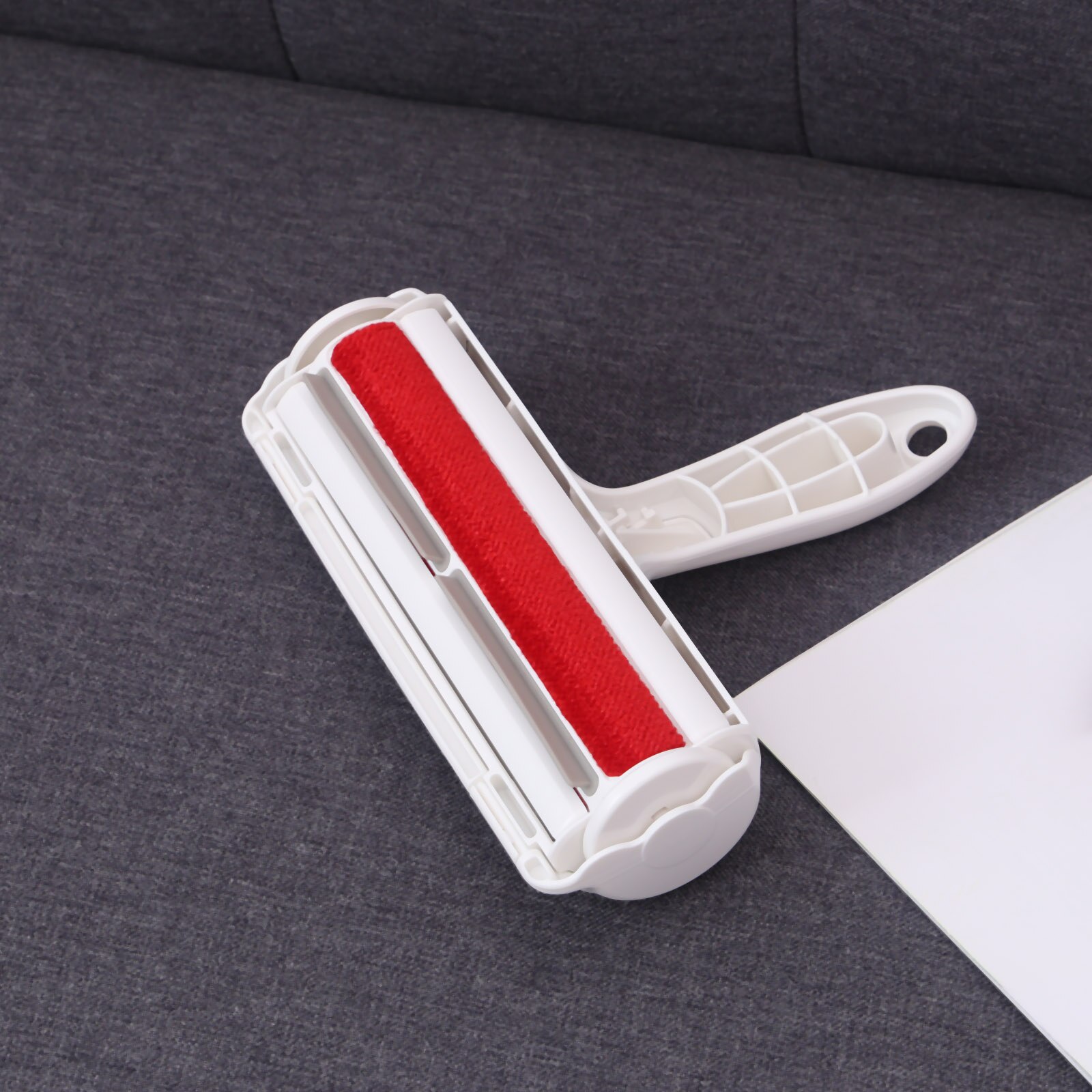Twee-weg Lint Steken Roller Abs Nylon Pet Hair Remover Gehumaniseerd Handvat Draagbare Kat Oor Tapijten Reinigen Kleding tool: Rood