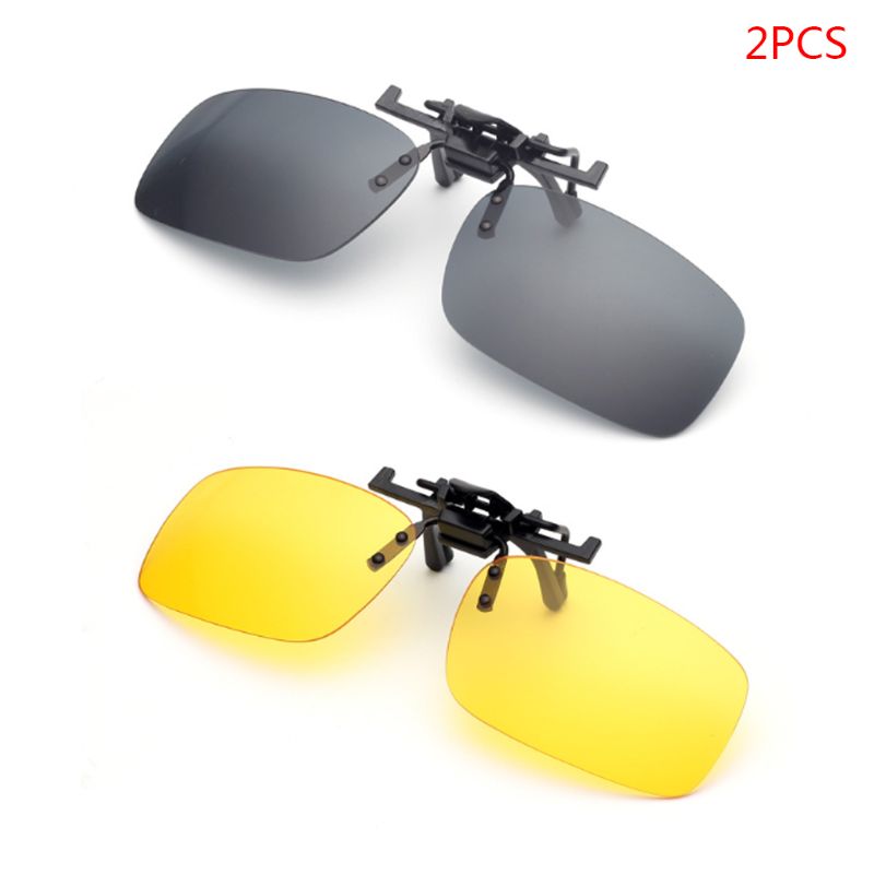 Due Pezzi Occhiali da Sole Accessori Lens Unisex Occhiali da Sole Polarizzati Giorno Lente di Visione Notturna Clip-on Flip-Up Occhiali da Sole Occhiali