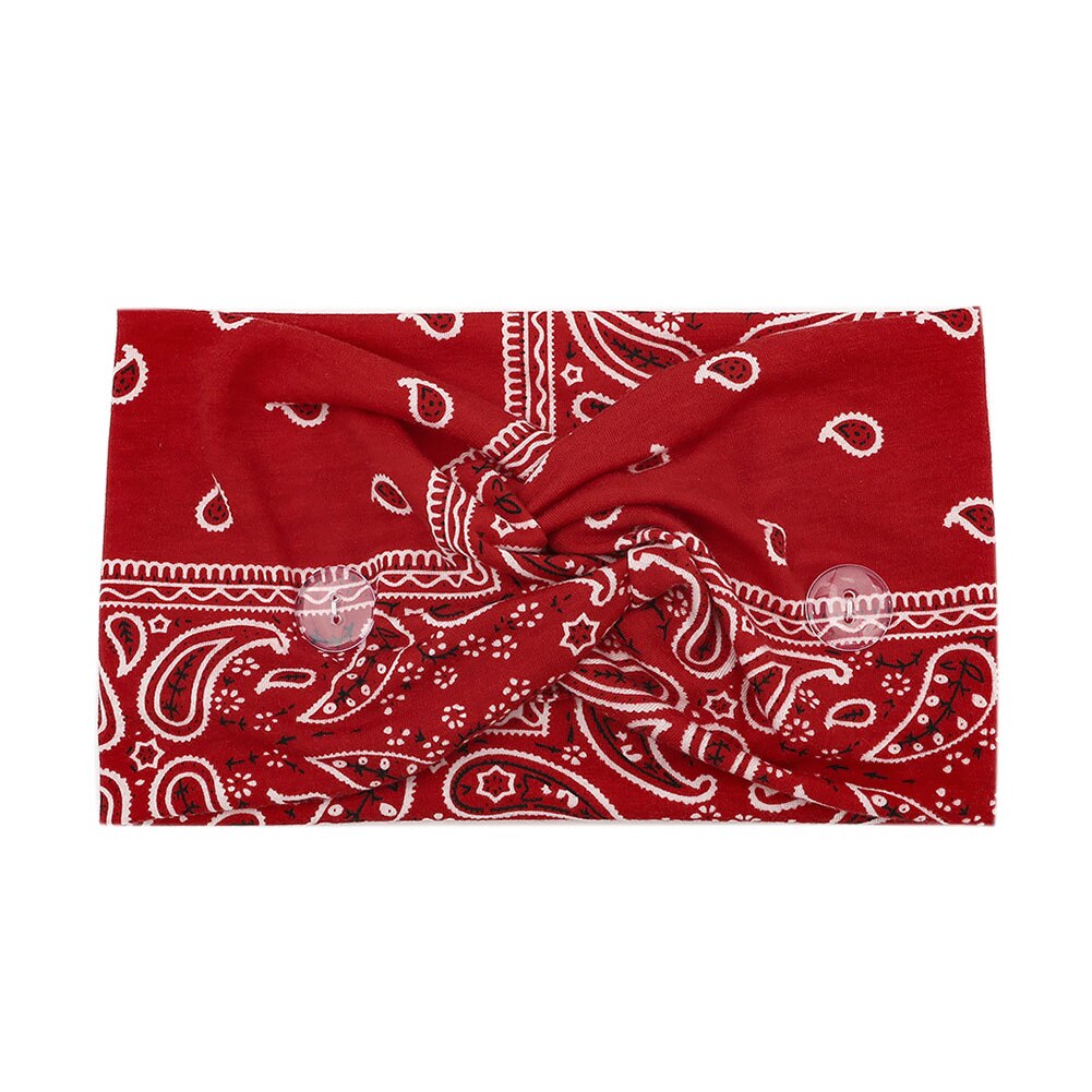 Unisex Paisley Print Stretch Knop Brede Hoofdband Anti-Leash Masker Haarband Zweet Absorberende Huidvriendelijke Yoga Workout zweetband: Rood