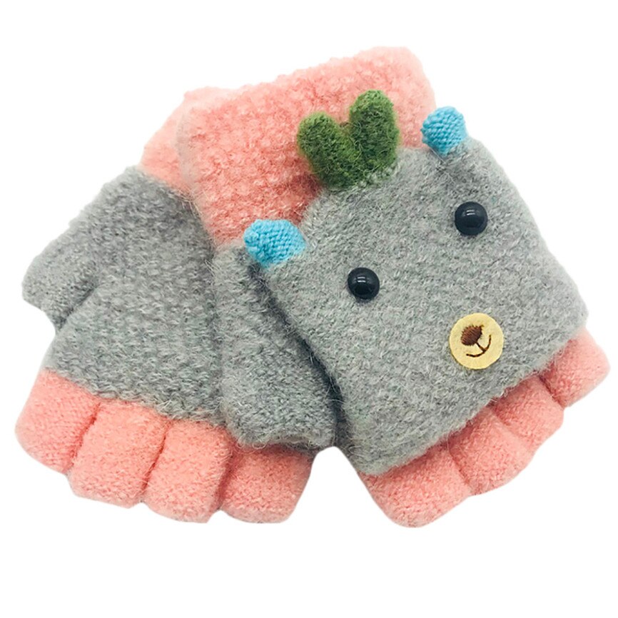 1X zimowe rękawiczki dla dzieci dziewczyny chłopcy zimowe kreskówki dla zwierząt niejednolita całość utrzymuj ciepłe rękawiczki rękawiczki dla 1-3 lat niemowlę Sep #2