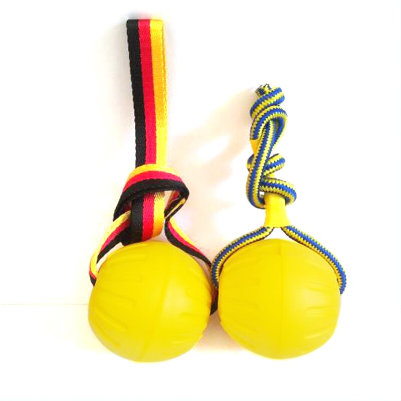 Pet Dog Training Chew Toy Indestructible Solid Rubber Ball Play Fetch Bite Carrier Rope Bite