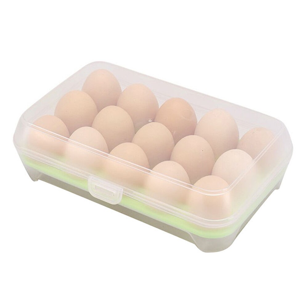15 celler æg bærbart køleskab frisk æske opbevaringsbeholder sag vild opbevaringsboks multifunktionelle æg skarpere køkkenudstyr: Grøn