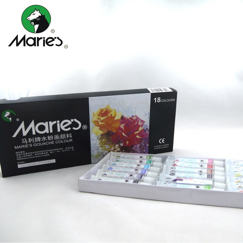 Marie's Gouache Paint Set 12/18/24/36 Colors 12ML Pigment Children Students Portable Sketch