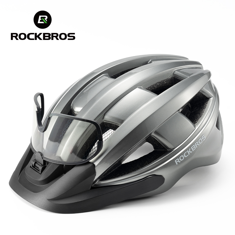 ROCKBROS-casco de ciclismo ultraligero, gafas magnéticas con luz trasera, casco de bicicleta integrado, protección de para montaña y carretera