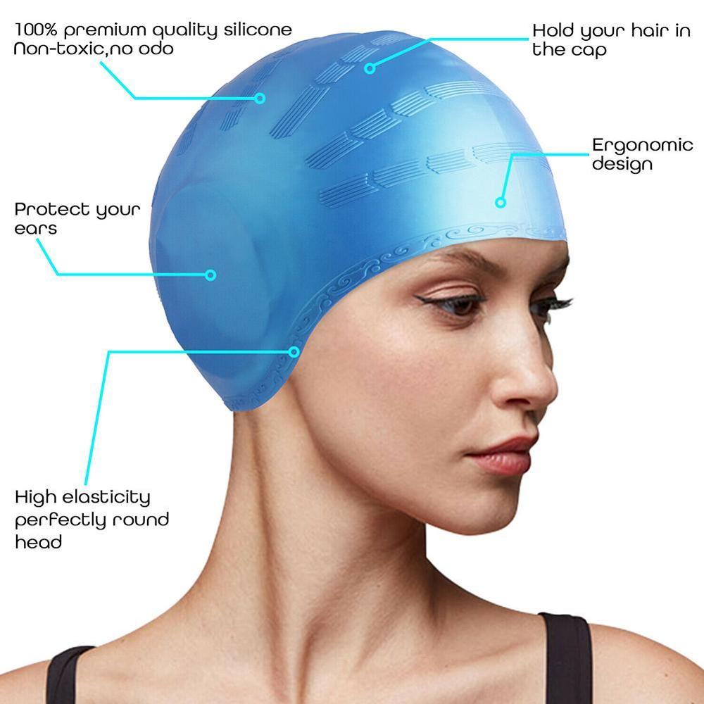 Volwassenen Zwemmen Caps Mannen Vrouwen Lang Haar Waterdichte Grote Natacion Cap Beschermen Duiken Swim Ear Siliconen Zwembad Hoed U9Y3