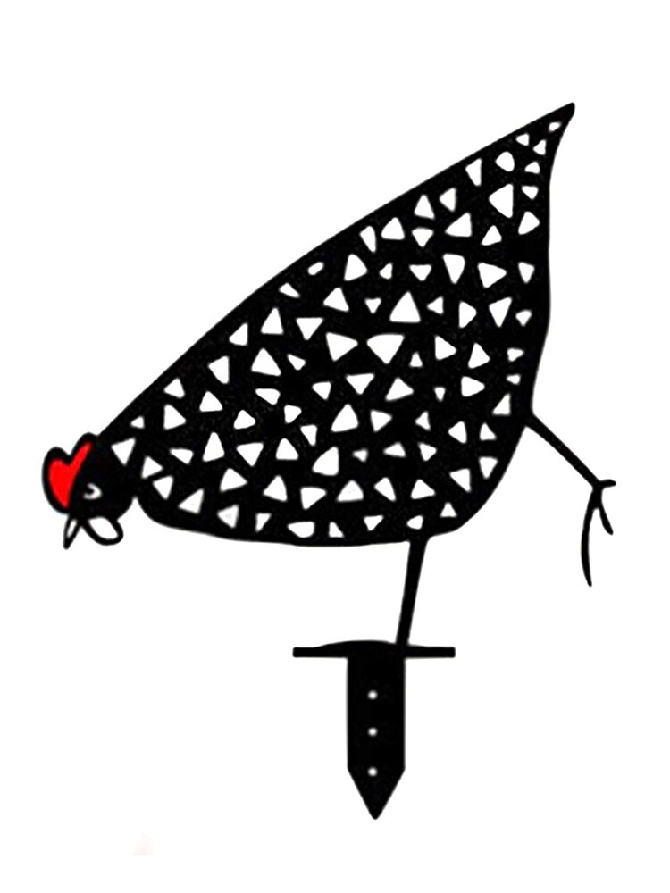 Rooster Animal Silhouette Pile Shadow Decoration Stake Garden Gardening Decoration Chicken Silhouette Country Yard Art: E