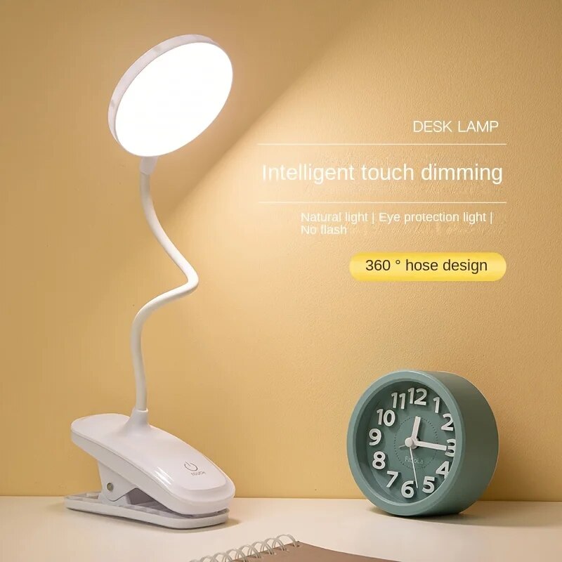 Lampada da tavolo con protezione per gli occhi a LED alimentatore USB, lampada da comodino per camera da letto da studio per studio da tavolo con protezione per gli occhi modello a Clip