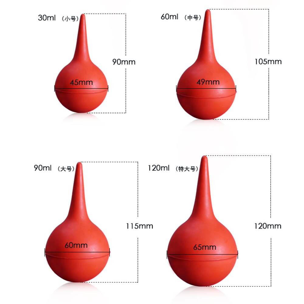 2pcs/lot Laboratory Tool Rubber Air blowing Wash ear ball Red 30/60/90/120ml