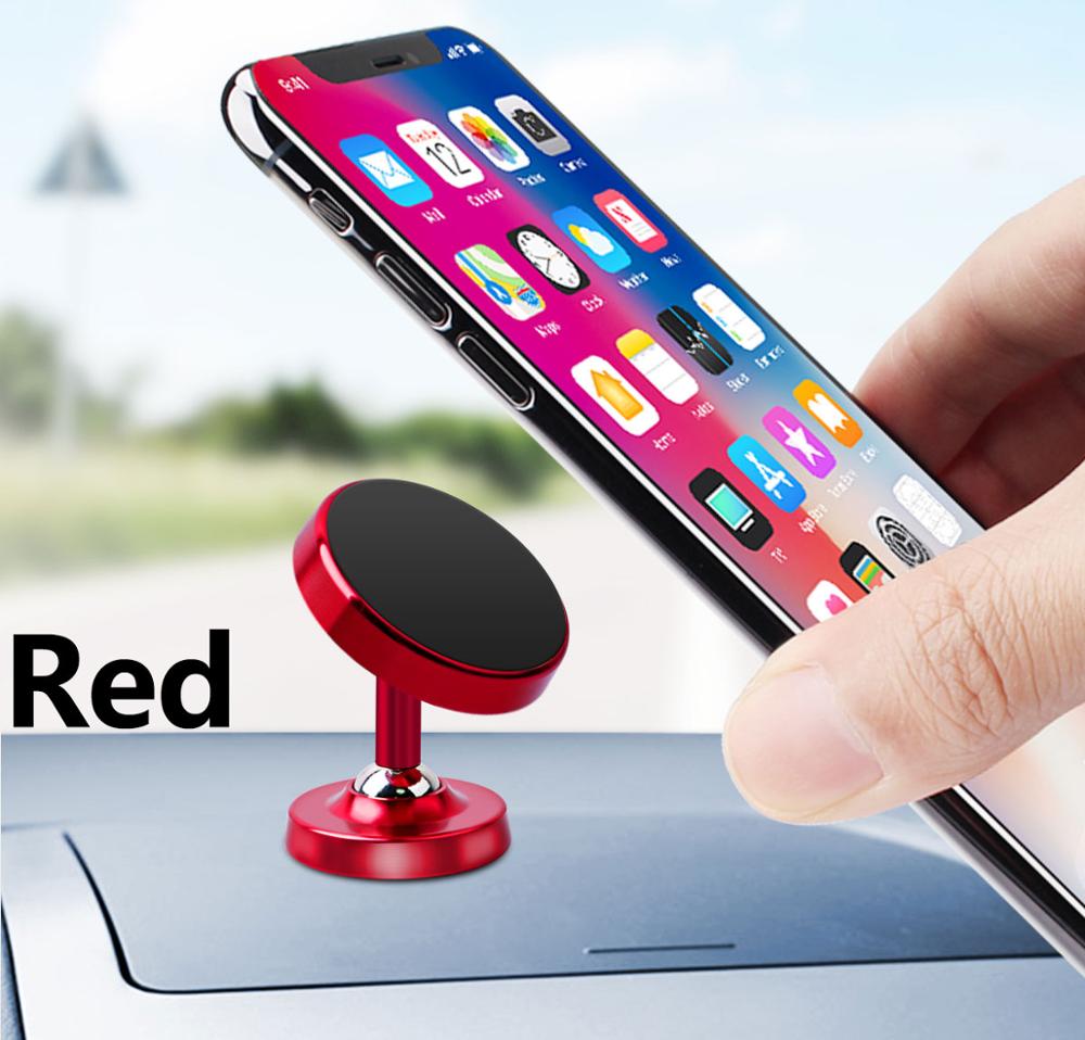 FONKEN Leucht Telefon Auto Halfter Zwei Weg Einstellen Auto Magnetische Halfter Magnet Adsorption Mobil Montieren Schlüssel Kabel Schreibtisch Steht: rot Car halter