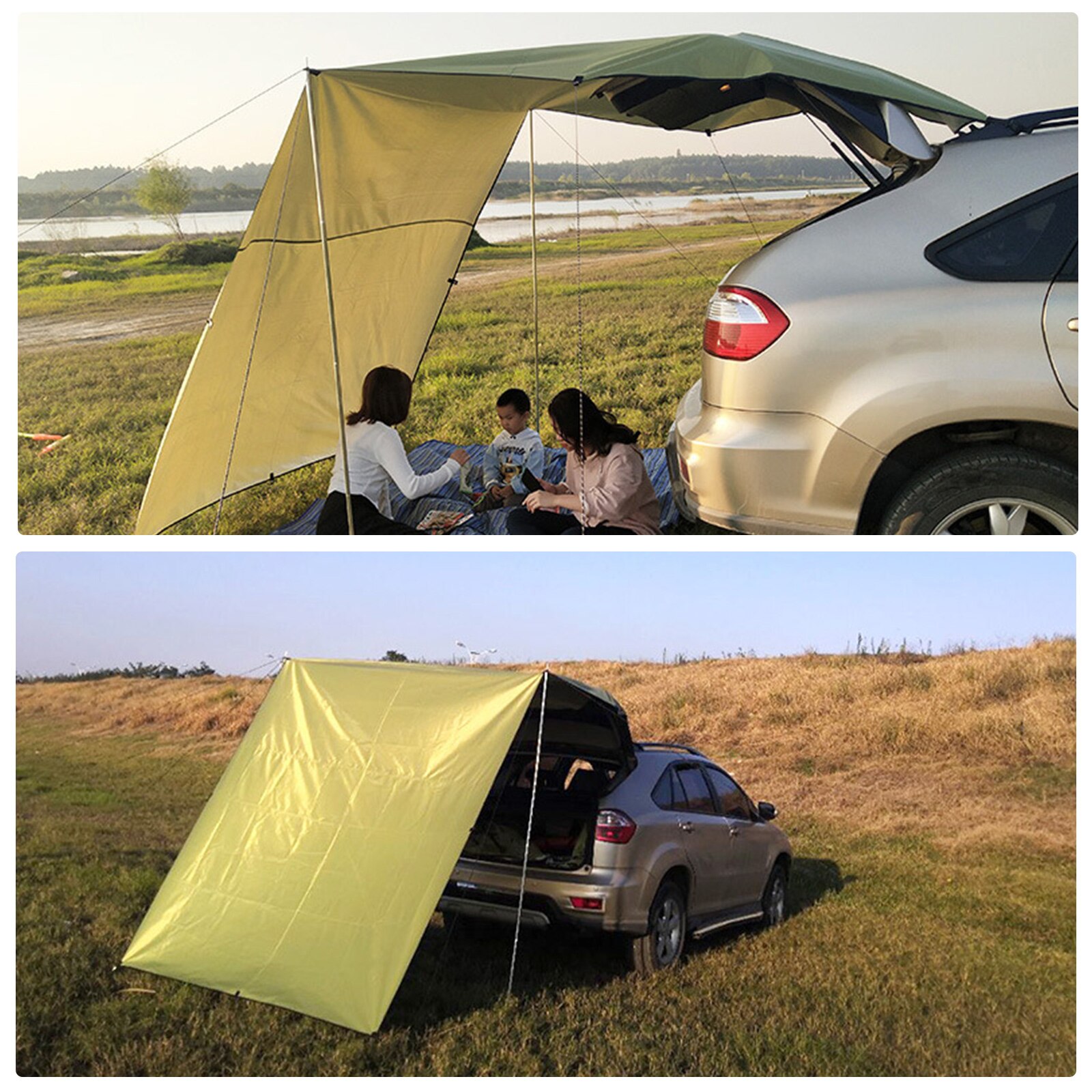 Car Shelter Shade Camping Side Car Tent Awning Waterproof UV Protection Portable Camping Tent Automobile Rooftop Rain Canopy