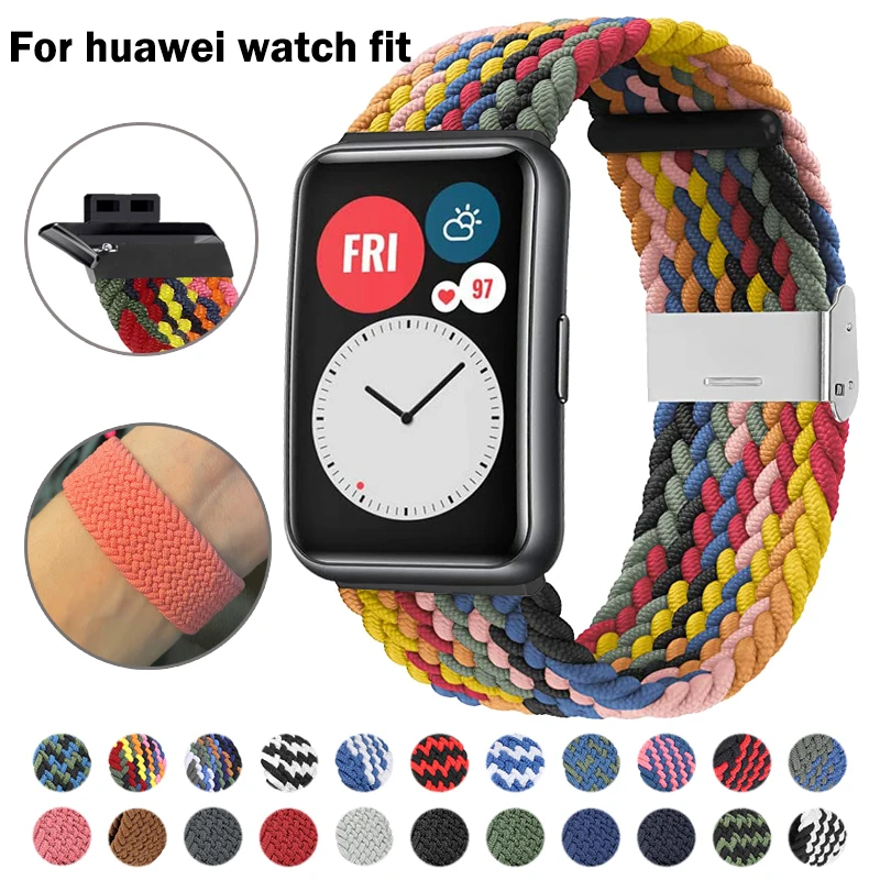 Rem til huawei watch fit 2- rem flettet nylonrem justerbar udskiftningsrem til huawei watch fit-remme