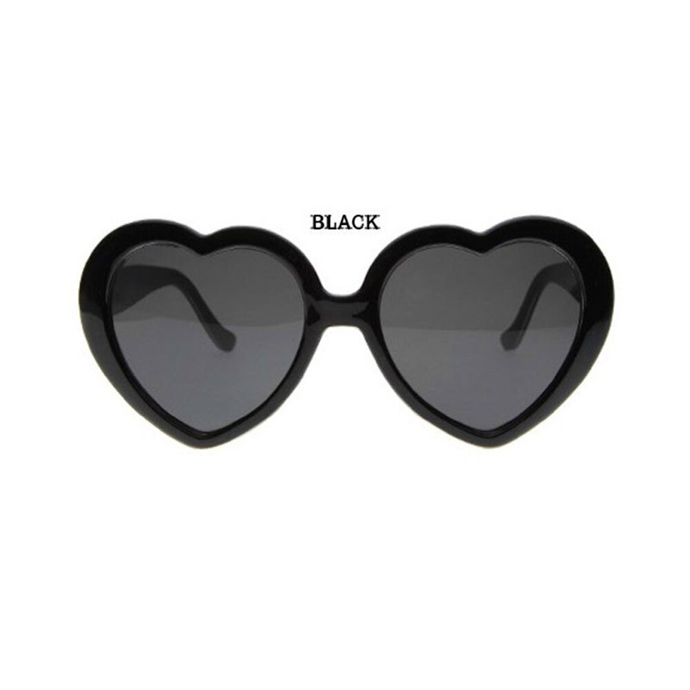 Gafas de sol de con forma de corazón, lentes con efecto especial, cambio a la difracción del corazón, de noche: Black