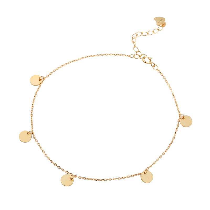 Leouerry 925 Stering Silber Einfache Gold Überzogene Waffel Quaste Sommer Strand Fußkettchen für Frauen Mädchen Fuß Armbinde Schmuck: Ursprünglich Titel