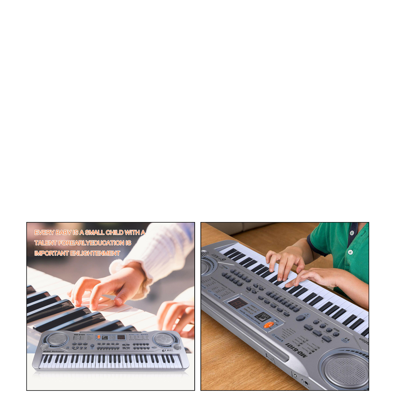 Clavier de Piano électronique 61 touches, Instrument de musique numérique avec Microphone, 16 types de Timbre, 6 Demos