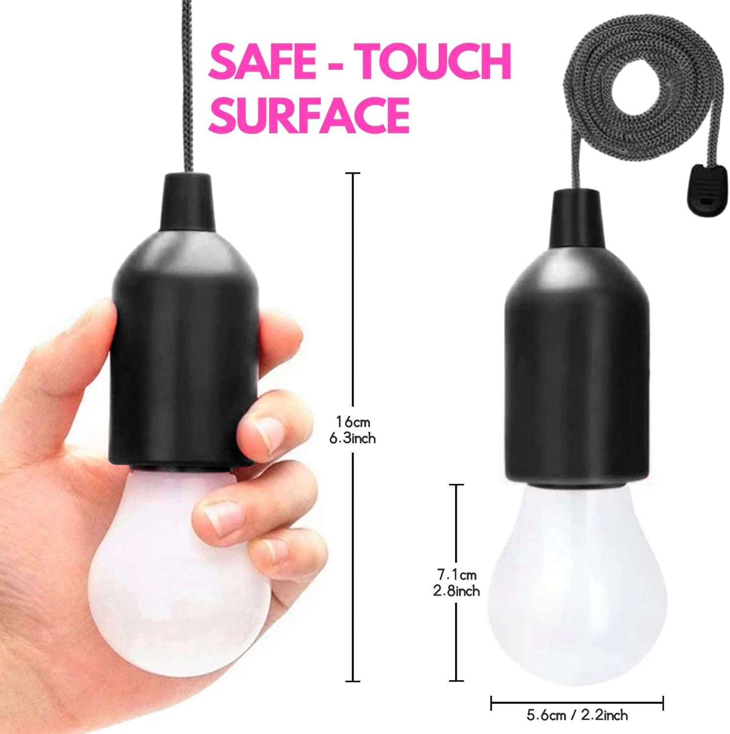 Ampoule LED à cordon de traction, à piles, Portable, suspendue, lanterne pour Camping, jardin, fête, urgence, maison