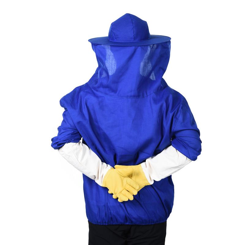 Con bolsillo de almacenamiento Anti-abeja ropa Siamesed cabeza máscara de ropa exterior superior para ropa de apicultura # DO