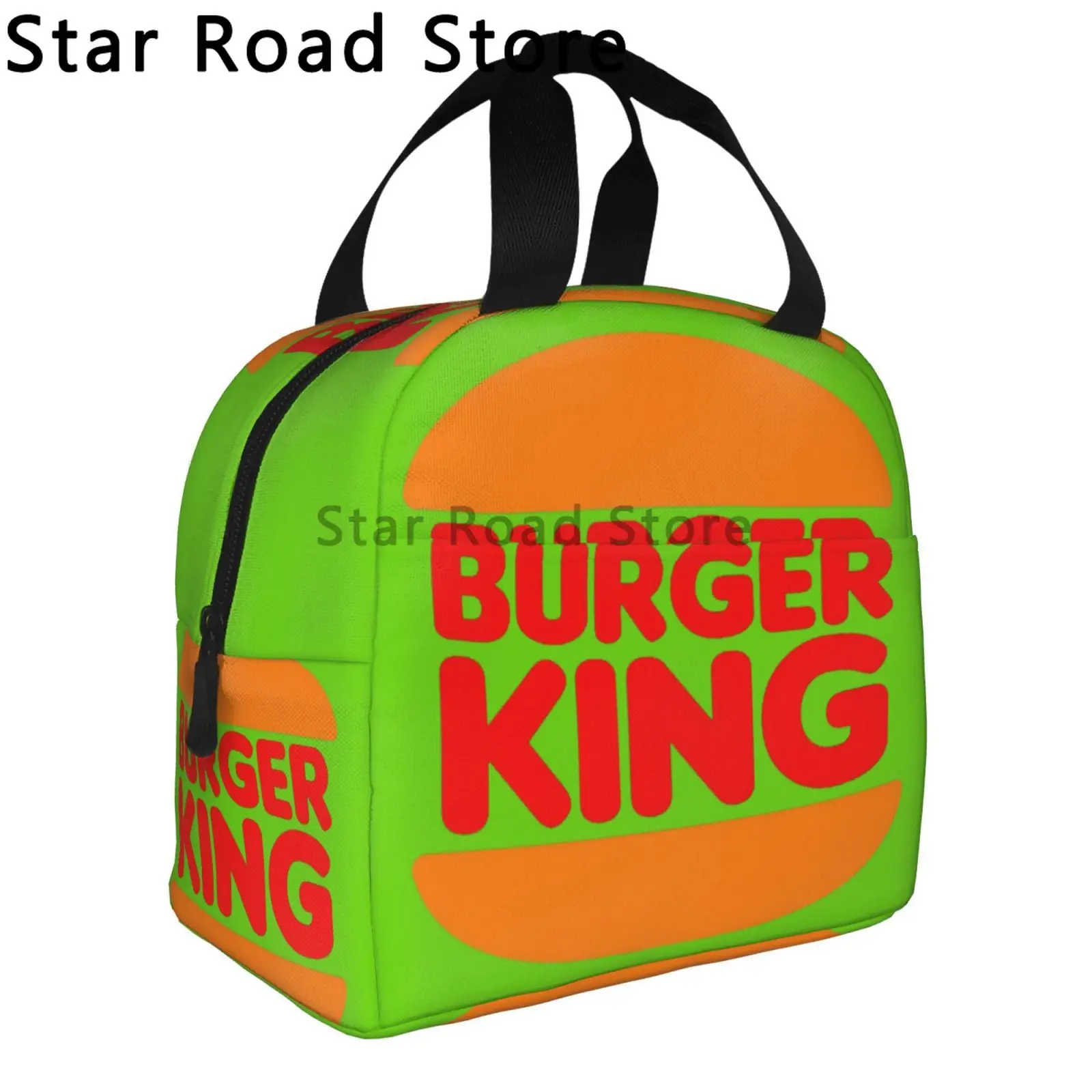 Morsom burger konge-logo matveske til voksne og låve, isolert organisering, matveske til reise, fotturer, piknik, Strand, skole, kontor: Blå