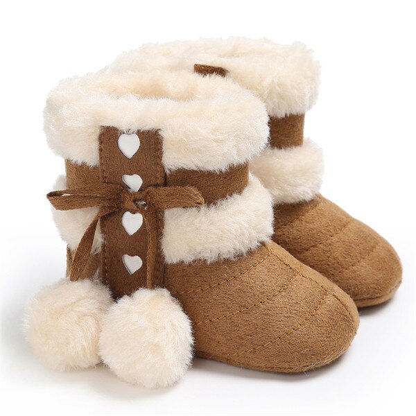 Del bambino Della Ragazza del Ragazzo Stivali Da Neve Stivaletti Invernali Infantili Del Bambino Appena Nato Scarpette da culla 0-18M: Brown / 11