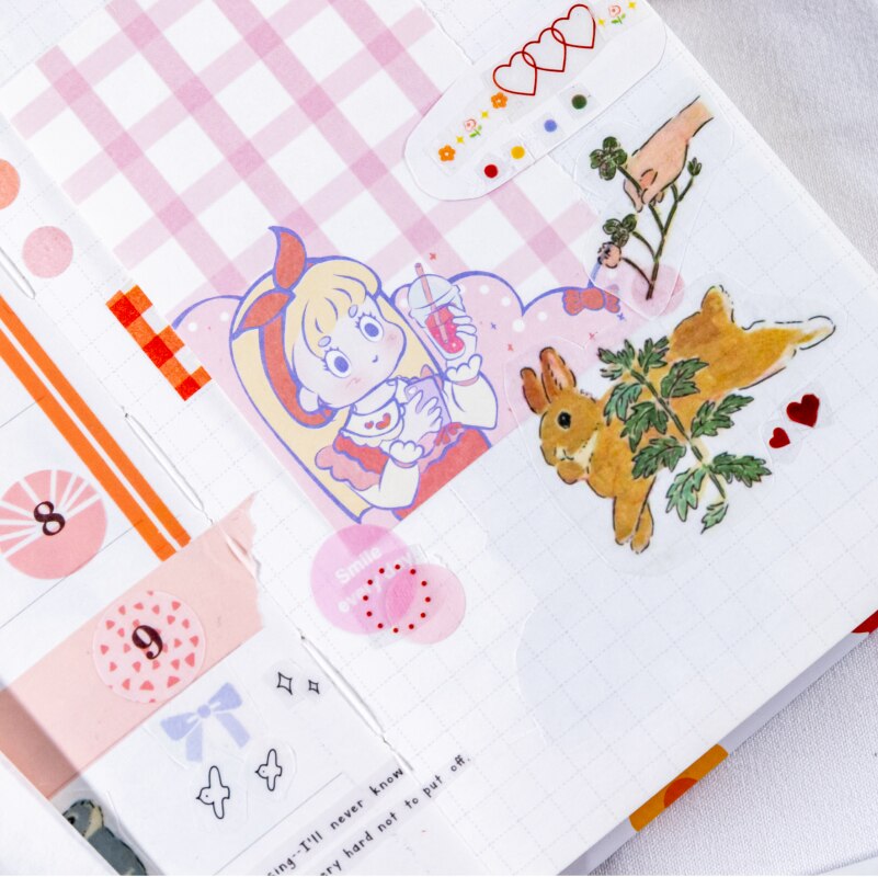 Schattige konijnen cartoon dieren sticker pvc cartoon stickers dagboek sticker plakboek decoratie briefpapier stickers
