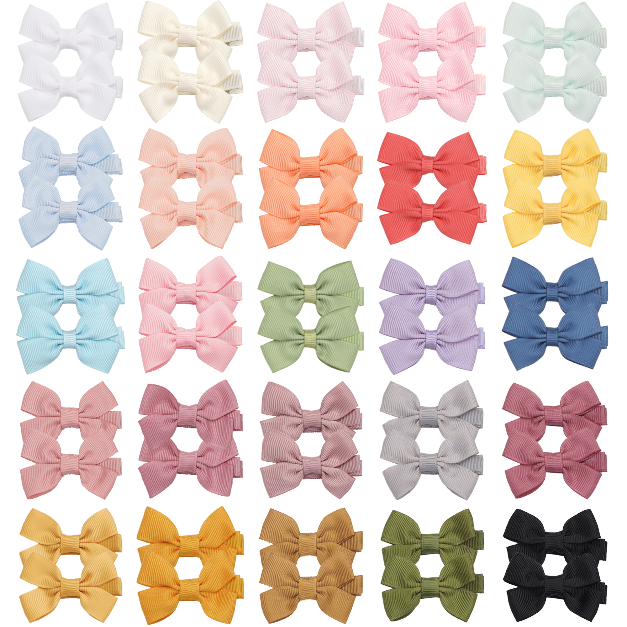 10/20/25/50 Uds. Lazos para el pelo para niñas en pares, lazos de cinta de 2 pulgadas, pinzas para el pelo de cocodrilo, pasadores para bebés, niños pequeños, niñas y niños: Oro