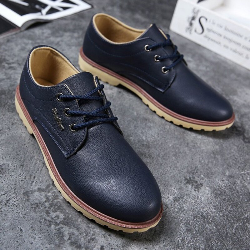 Autumn Men's Leather Shoes Men's Casual Men's Shoes Trend Wild Work Slip Breathable Waterproof Single Shoes